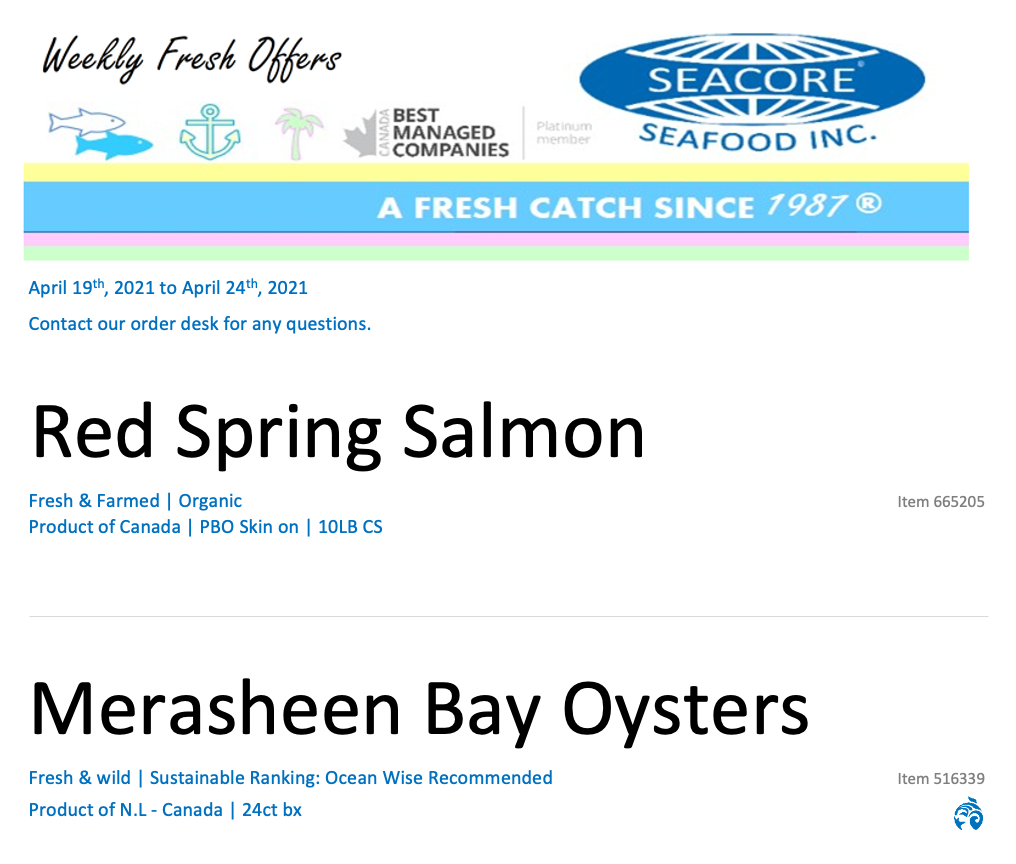 Seacore Seafood Inc. Seafood Supplier Seafood Distributor a Fresh